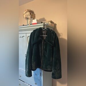 Dark Green Faux Fur Coat